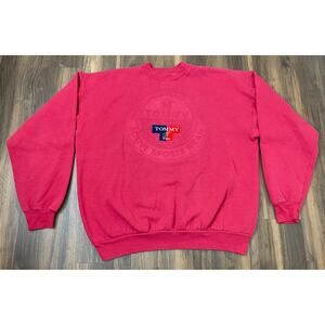 VTG 90s Hanes Tommy Sport boot embossed crewneck fleece pullover sweatshirt XXL